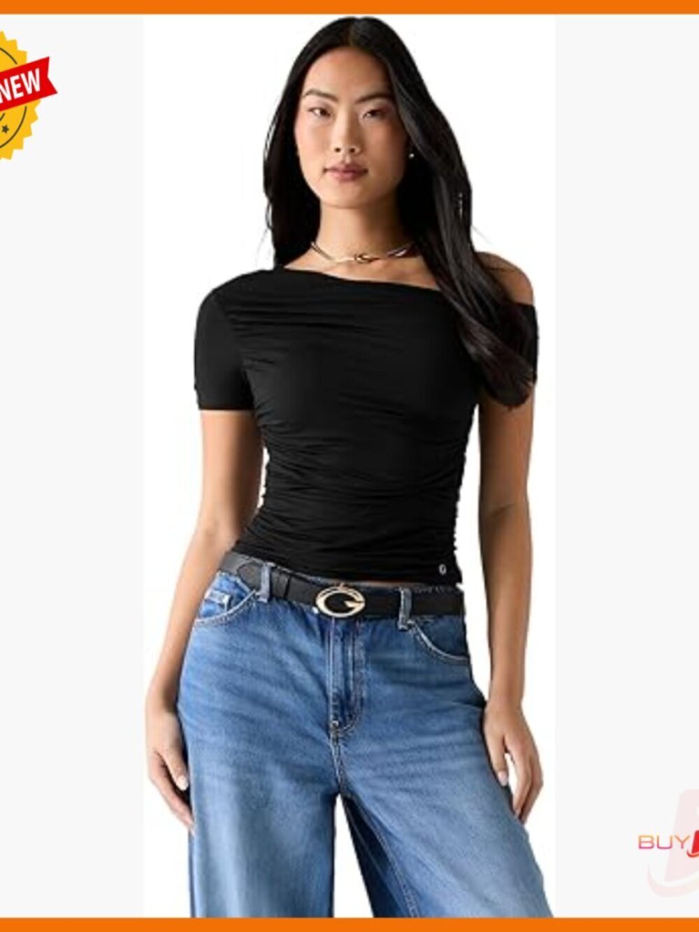 Eco Modal One Shoulder Shirred Top, Fitted Silhouette, Summer Essential